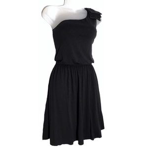 EXPRESS | One Shoulder Dress, Black Ruffles - S SP
